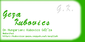 geza kubovics business card